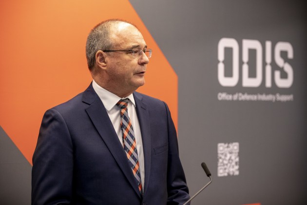 Deputy Secretary Capability Acquisition and Sustainment Tony Fraser speaking at the official launch of the Office of Defence Industry Support (ODIS) in Canberra in 2021. (Defence)