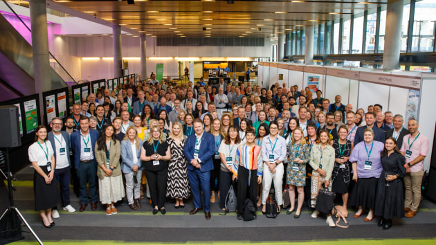 Fight Food Waste CEO, Dr Steven Lapidge (front, centre) at the National Food Waste Summit in Brisbane in 2022.