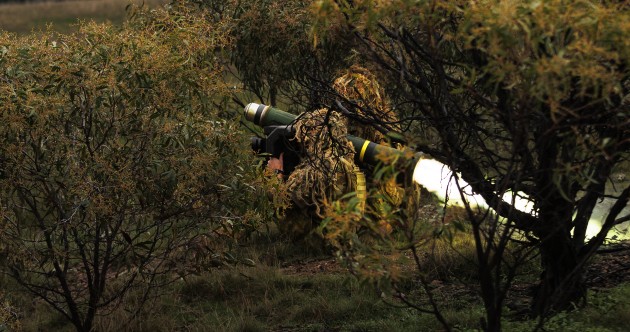 A soldier fires a Javelin FGM-148 direct fire, guided weapon system during Exercise Gauntlet Strike in Puckapunyal Military Training Area. (Defence)