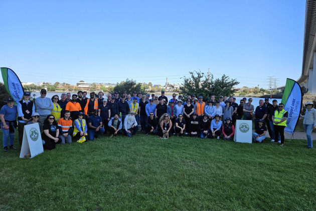 The Victorian team scoured Westgate Park along the Yarra River in search of nurdles.