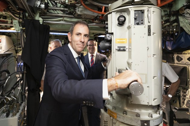 The Australian Treasurer, the Hon Dr Jim Chalmers MP on board USS Asheville during his visit to HMAS Stirling in Rockingham, Western Australia.

Credit: Defence