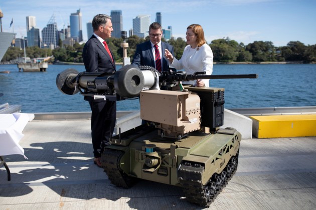 Minister for Defence Richard Marles and the Minister for Defence Industry Pat Conroy with Chief Defence Scientist Professor Tanya Monro at the announcement of the establishment of the Advanced Strategic Capabilities Accelerator. 

Credit: Defence