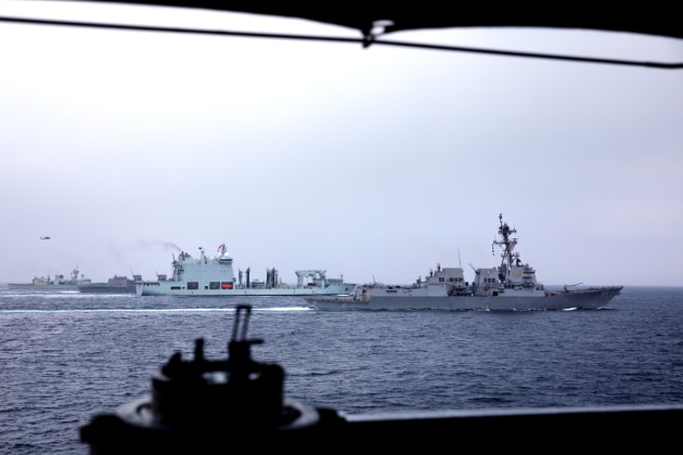 HMAS Anzac sails in company with (left to right) HMCS Montreal, JS Shiranui, Canadian ship MV Asterix and USS Chung Hoon during Operation Argos while conducting a regional presence deployment.
Credit: Defence