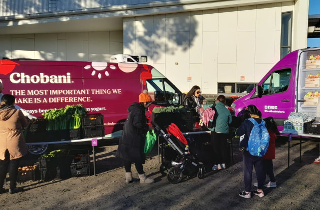 Food for Good Markets is a targeted food relief program by Chobani and Foodbank that allows families in Greater Dandenong to select the essentials they need from the safety of the school yard.
