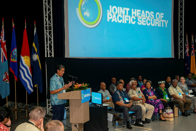 President of Palau, Surangel Whipps Jr, delivers the opening address of Joint Heads of Pacific Security 2023, in Koror, Palau.
Credit: Defence
