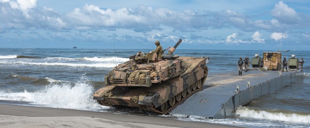 An Army Abrams Main Battle Tank from the 2nd Cavalry Regiment during a combined amphibious assault exercise in the Philippines. 

Credit: Defence