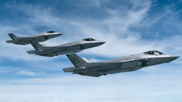 Three F-35A Lightning II aircraft transit to Japan for Exercise Bushido Guardian 2023.
Credit: Defence
