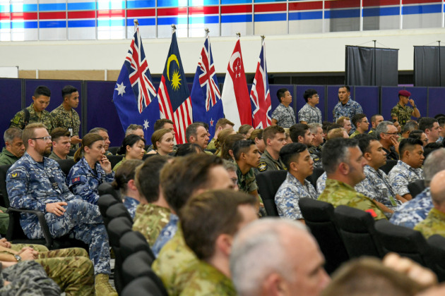 Military personnel from Australia, Malaysia, New Zealand, Singapore and the United Kingdom during the opening ceremony of Exercise Bersama Lima 2023, Kuantan, Malaysia.
Credit: Defence