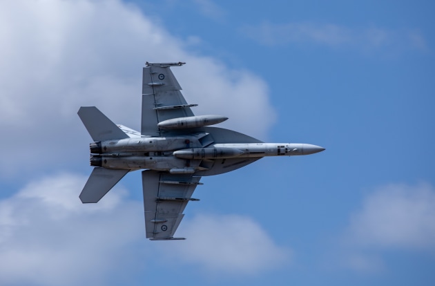 An F/A-18F Super Hornet from Number 1 Squadron returns to RAAF Base Tindal after a mission during Exercise Crimson Dawn 23-2. The Super Hornets will now serve into the 2040s. 

Credit: Defence