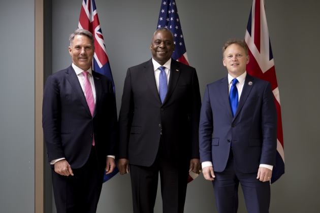 Deputy Prime Minister and Minister for Defence Richard Marles met with his AUKUS counterparts, United States Secretary of Defence Lloyd J. Austin III, and United Kingdom Secretary of State for Defence Grant Shapps, for a trilateral meeting at the Defense Innovation Unit in December 2023.
Credit: Defence