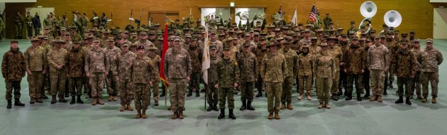Australian Army, United States Army and Japan Ground Self-Defense Force gather following the Opening Ceremony of Exercise Yama Sakura 85.
Credit: Defence