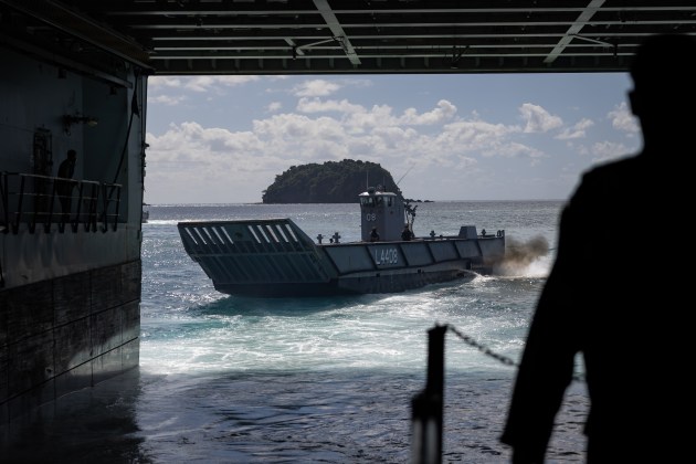 Members of the Australian Amphibious Force launch an LHD Landing Craft from the well deck of HMAS Adelaide during Wet and Dry Environment Rehearsals at Cowley Beach Training Area.

Credit: Defence / Michael Rogers