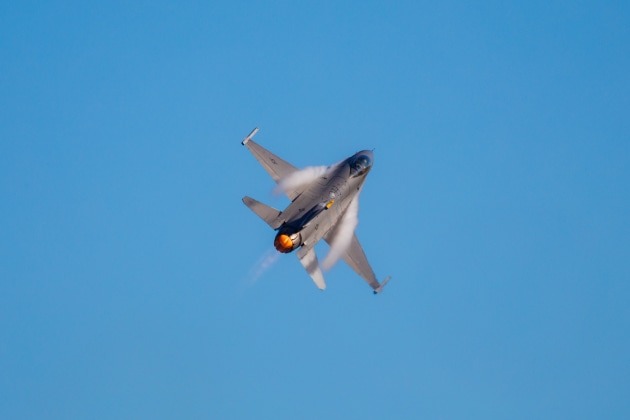 A United States Air Force Pacific Air Command F-16 preforms an aerial display during the Australian International Air Show 2025, at Avalon Airport.

Credit: Defence