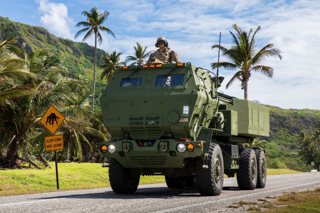 A US Army M142 High Mobility Artillery Rocket Systemmtransits through Christmas Island as part of Exercise Talisman Sabre 2025. 

Credit: Defence