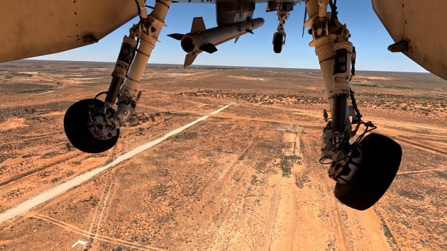 An AIM-120 Advanced Medium Range Air-to-Air Missile loaded on an MQ-28A during Trial Kareela at Woomera.

Credit: Defence