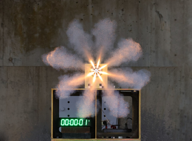 Open-air testing of the first in-country designed and developed pyrogen solid rocket motor igniter as part of an on-going DSTG igniter development program.

Credit: Defence