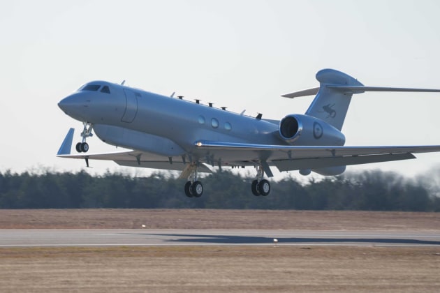 The Royal Australian Air Force's first MC-55A Peregrine aircraft departs the United States for Australia.

Credit: Defence