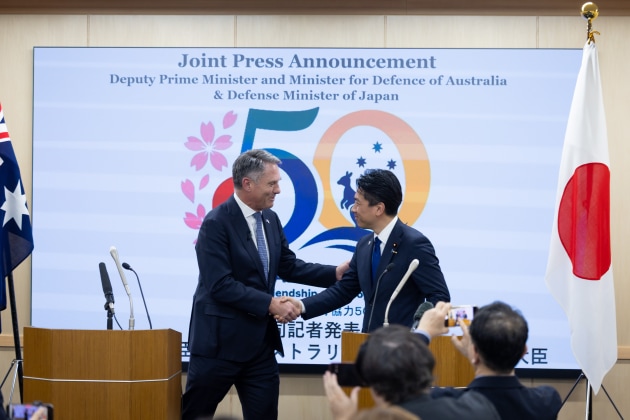 Australia and Japan will continue to bolster security ties and focus on security challenges in the Indo-Pacific, the two nations&rsquo; defence ministers told reporters in Tokyo on 8 April.

Credit: Rodney Braithwaite / Defence