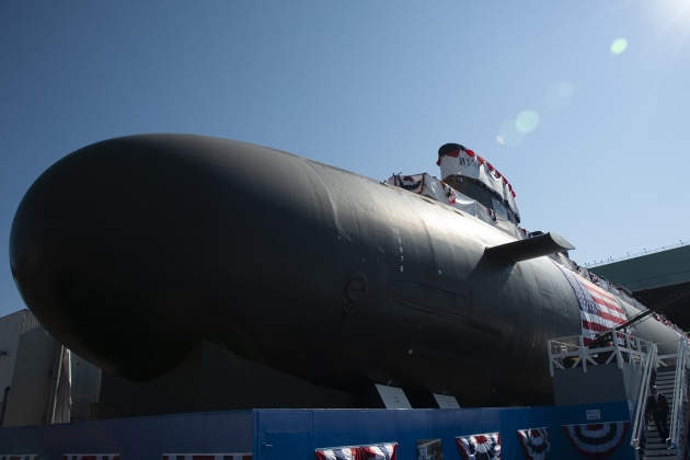 The pre-commissioning unit (PCU) Hyman G. Rickover (SSN 795) prior to christening at General Dynamics Electric Boat shipyard facility in Groton, Connecticut on 31 July 2021. (US Navy photo by John Narewski)