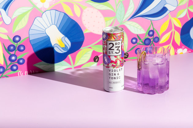 The RTD version of The Violet Gin. 
Image: Twenty Third Street Distillery