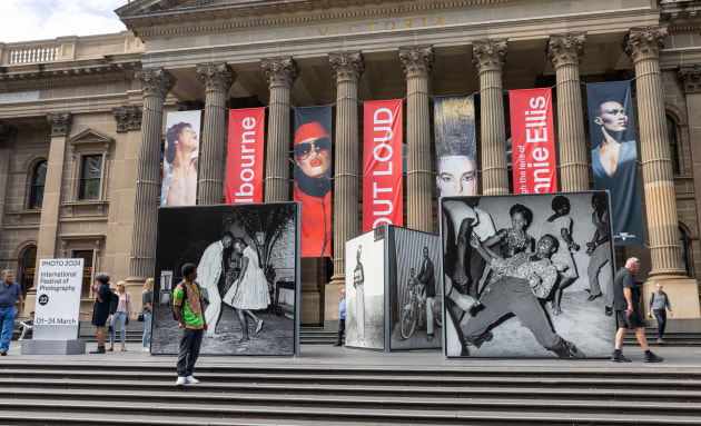 Malick Sidibe &ndash; The Eye of Bamaka @ State Library Forecourt. Photo Tim Levy