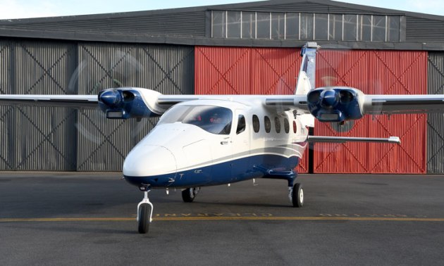 Two turbo-charged Lycomings give the Traveller a total of 750 hp. (Steve Hitchen)