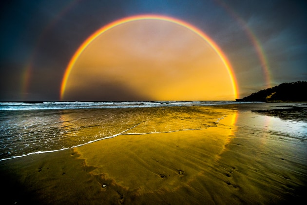 &copy; Sean Scott. Double Rainbow. "I was lucky enough to capture this on a road trip with my son, Sam. I love the perfect circle created from the inside rainbow."