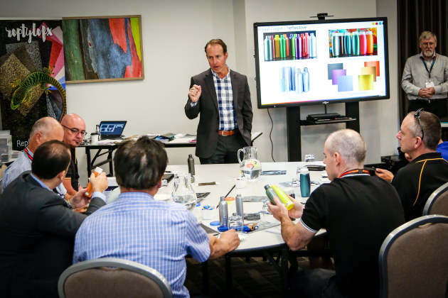 Ampacet's Douglas Brownfield addresses attendees.