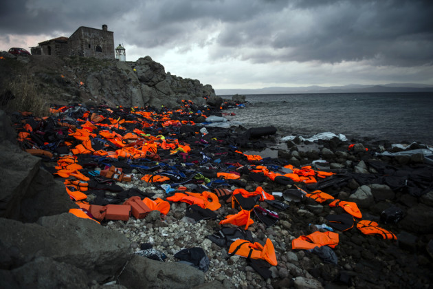 Safety jackets strewn along the Coast of Lesbos Island in Greece are symbols of a journey of survival and death for more than 500,000 refugees. 2nd Prize - General. &copy; Sandra Hoyn (Germany).