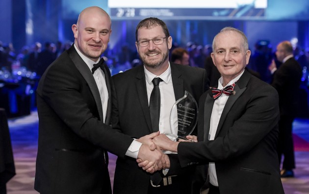 Axiom Precision Manufacturing won the Growing or Emerging Award in 2021.  L-R &ndash; Andy Oliver, Head of Strategic Partnerships at AEROBOND, Craig Maynard, General Manager at Axiom Precision Manufacturing and Fred Hull, Aerospace and Defence Manager at Axiom Precision Manufacturing.