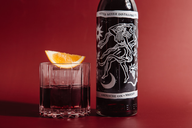 Never Never Distilling Co.'s 2023 Grenache Gin bottle features &lsquo;spirited&rsquo; illustrations, designed by Australian artist Kerri Wright. Image: Meaghan Coles