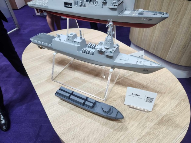 Model of the Australian Light Frigate (AUSLF) at Leidos, Indo-Pac 23.
Credit: Keira Joyce