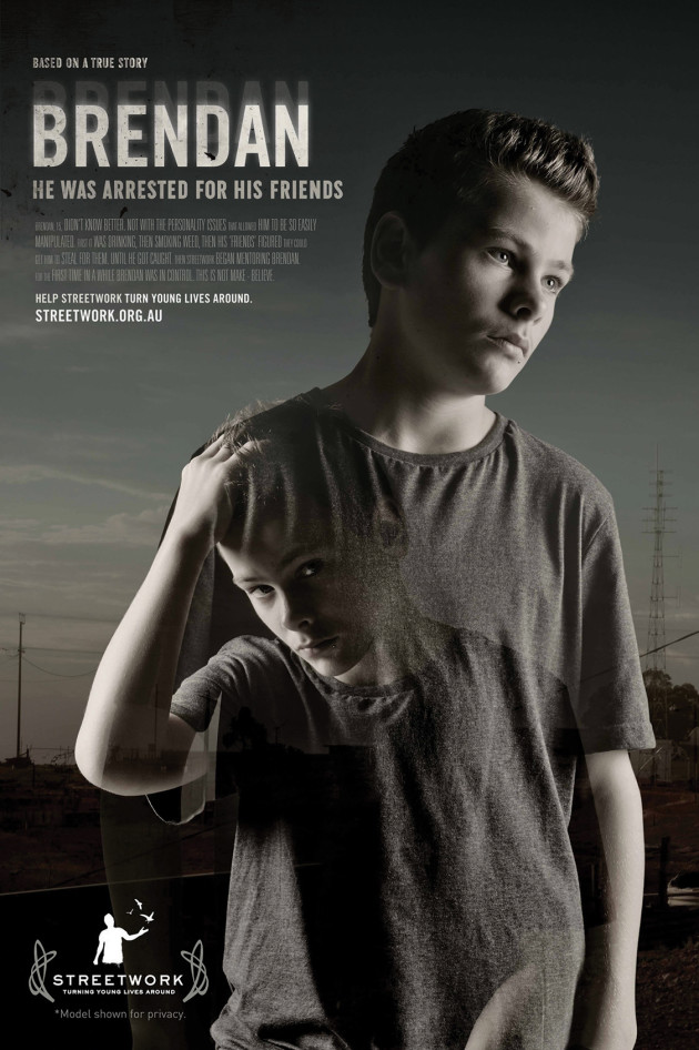 &copy; Sean Izzard
<br> <p>
Made to look like dark and grungy posters for an independent
film, upon closer inspection this campaign for the StreetWork
charity reveals the real-life stories of children on the streets.
Hearing these confronting stories of fifteen-year-old girls with
heroin addictions who have resorted to selling their bodies,
photographer Sean Izzard was compelled to shoot this campaign,
and did so with a great deal of sensitivity. With his son and
daughter as the talent, Izzard embarked on what seemed like a
&ldquo;family project&rdquo; to capture the stories of these children. But
realising these portraits was a learning process for Izzard and Matt
Ennis, the art director.