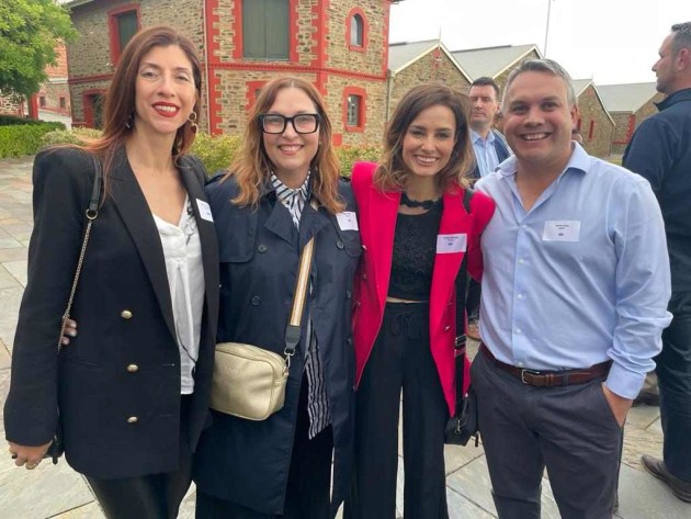 Carla Violante, Rene Rose, and Kristly Bartlett of Postiv PR, with James Allen of HMPS.