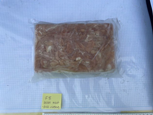 Biosecurity officers secured approximately 38 tonnes of risk material&mdash;including boxes of turtle meat, frog meat, plant products, avian meat, pig meat, beef meat, and raw prawns. Image: DAFF