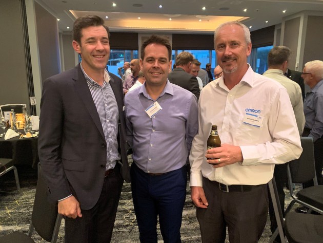 Derek Ford and Richard Green, Visy Automation; and Adrian Gunner, Omron