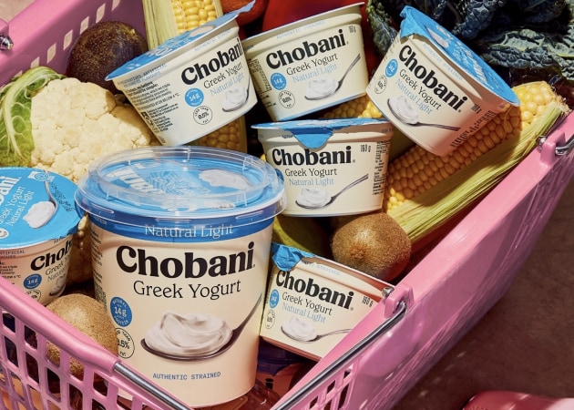 Chobani's Natural Greek Yogurt packaging sees a new design for the local market.