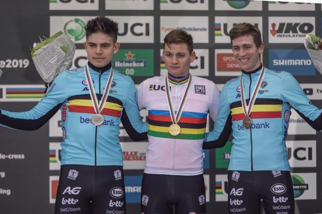 Left to right: Wout van Aert, Mathieu van der Poel, Toon Aerts