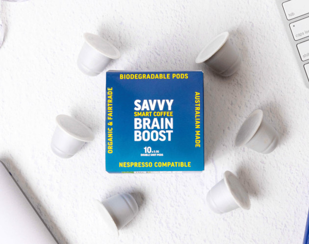 Savvy Coffee is available in two formats: biodegradable and compostable coffee pods, and biodegradable and compostable coffee powder.
