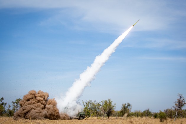 A U.S. Marine Corps M142 High Mobility Artillery Rocket System attached to Marine Rotational Force - Darwin fires a Guided Multiple Launch Rocket System.

Credit: US Marine Corps photo by Cpl. Colton K. Garrett