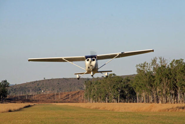 WardAir C172 takes off from the beautifully maintained airstrip at the Old Station. (Shelley Ross)