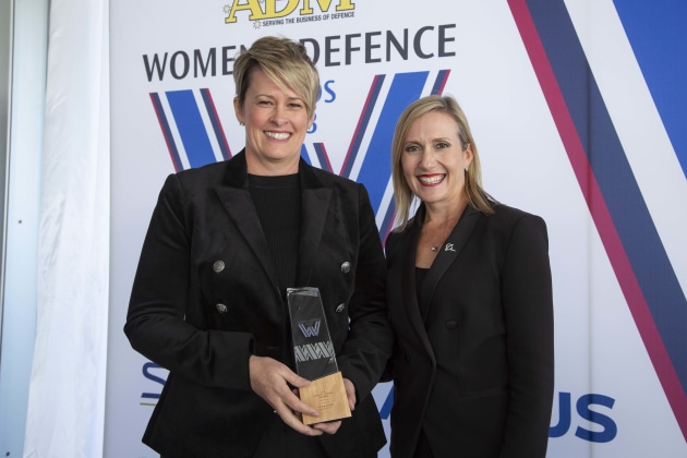 Nicole Davies, Communications winner, with Karinne Cilento of Boeing Australia. Credit: Leigh Atkinson