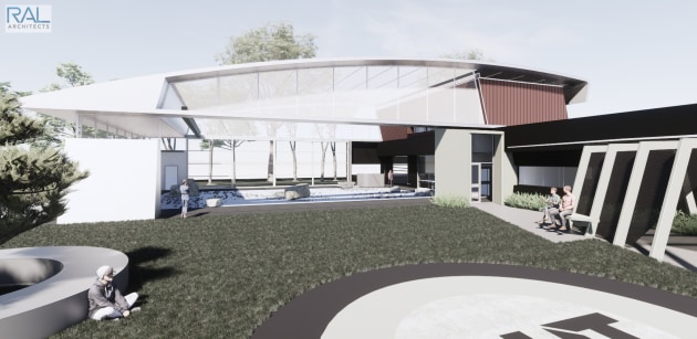 A render of the QUT lunar testbed within the proposed space facility at Kelvin Grove campus. (QUT/RAL Architects)