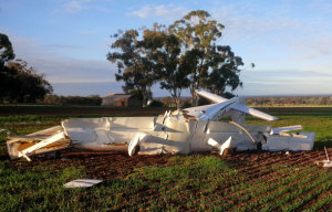 The crash site of SR22 VH-CKS at Boxwood in Victoria. (ATSB)