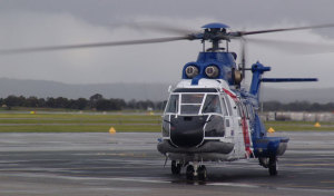 A Super Puma twin-engined helicopter.
