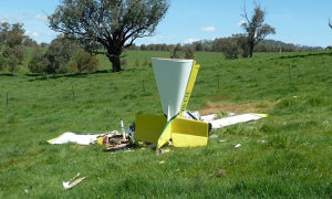 The crash site of VH-CTE at Adelong, near Tumut, NSW. (ATSB)