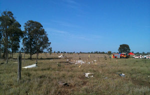 The crash site of VH-MEQ in daylight. (ATSB)