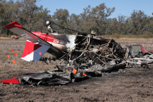 The crash site of Ayres Thrush VH-WDD. (ATSB)