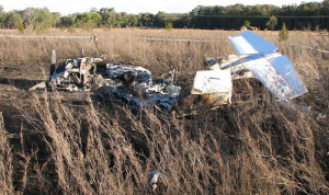The T210 crashed off the end of runway 16 at Inverell. (ATSB)