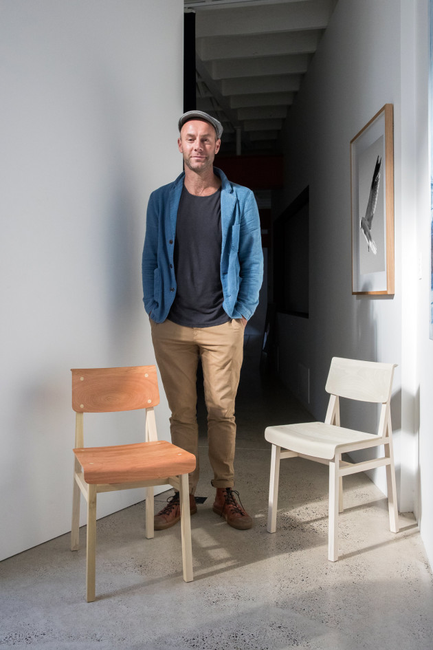 Don Chairs by Adam Goodrum in American tulipwood and cherry. Photo: Tom Ferguson.